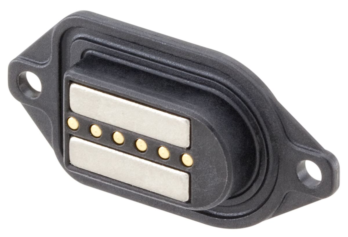 Rosenberger, MultiMag 6, Straight Panel Mount6 way Magnetic Connector, Brass Contact Female, Solder Termination