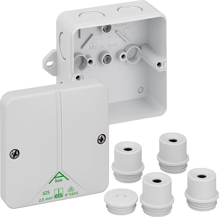 Spelsberg Abox m 025 Series Grey Polystyrene Junction Box, IP54, IP65, 0 Terminals, 82 x 82 x 52mm