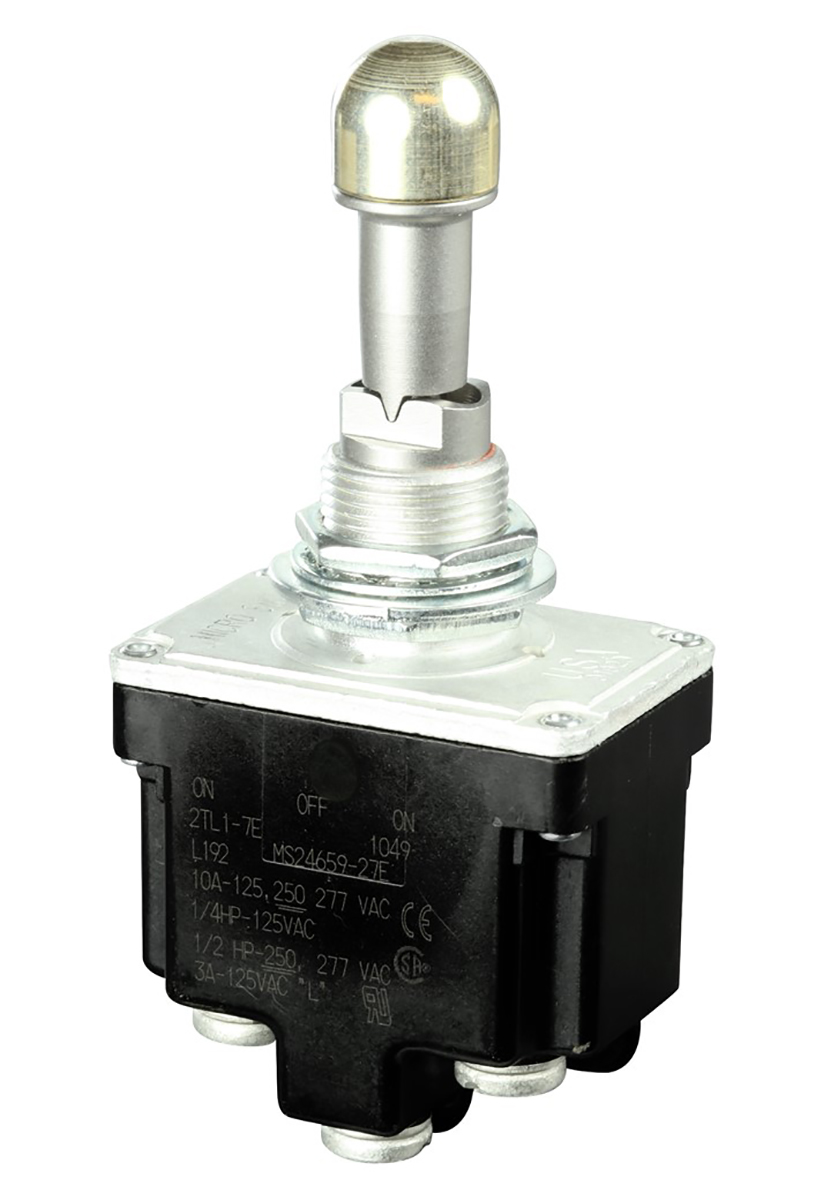 Honeywell Toggle Switch, Panel Mount, (On)-Off-(On), DPDT, Screw Terminal