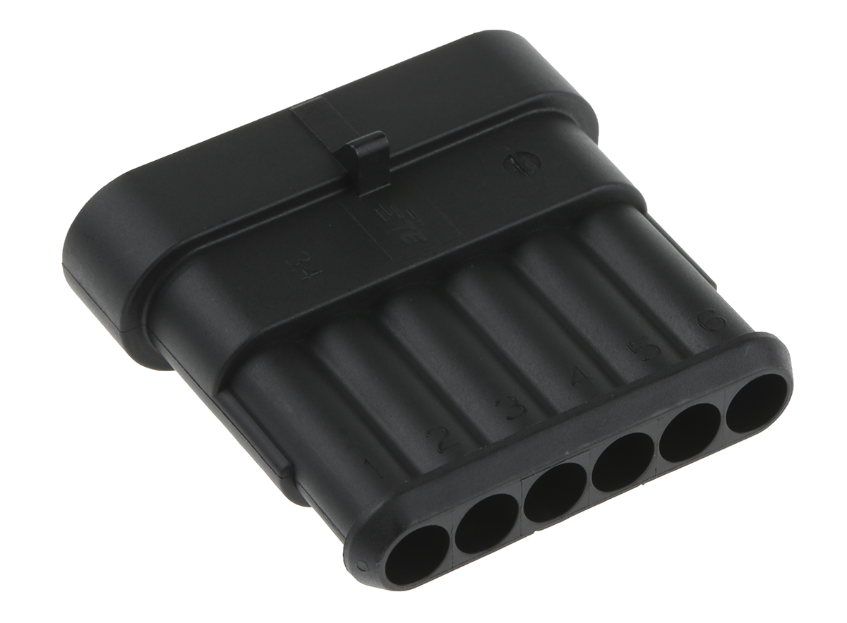 TE Connectivity, AMP Superseal 1.5 Connector Housing Plug Cable Mount 6 Way 282108-1