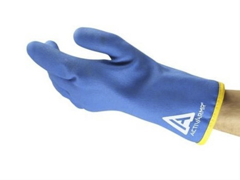 Ansell ActivArmr 97-681 Blue Nylon, Acrylic Polyvinyl Chloride, Nylon, Acrylic Work Gloves, Size 10, Polyvinyl Chloride