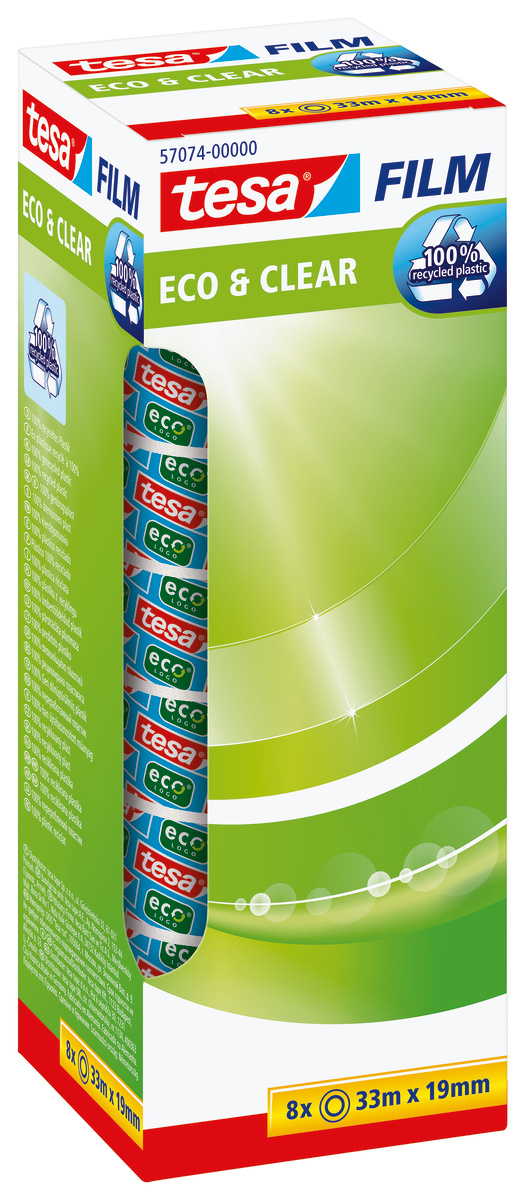 Tesa 57074 Transparent Tesafilm Eco Office Tape 19mm x 33m