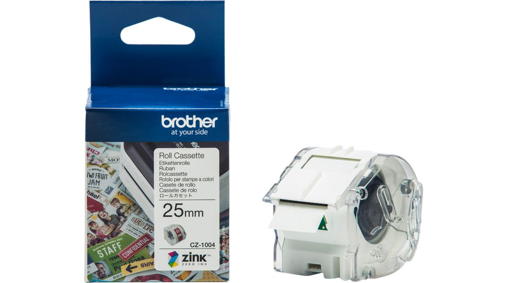 Brother CZ on White Label Printer Tape, 5 m Length, 25 mm Width