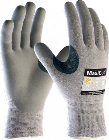 ATG Gloves ATG Maxicut Grey Glass, Nylon, Polyester, Spandex Spandex Work Gloves, Size 8, DC-DC Fast Charge Coating