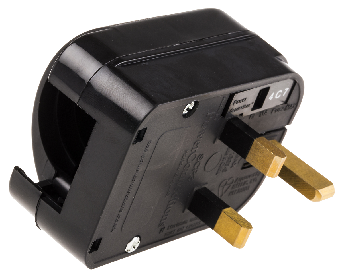 PowerConnections Europe to UK Mains Connector Converter, Rated At 10A