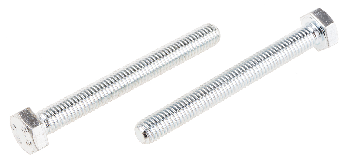 RS PRO Bright Zinc Plated Steel, Hex Bolt, M8 x 70mm
