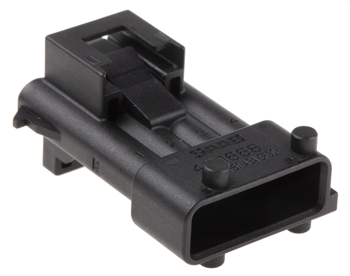 TE Connectivity, Timer Automotive Connector Plug Black Panel Mount 4 Way 1-962340-1