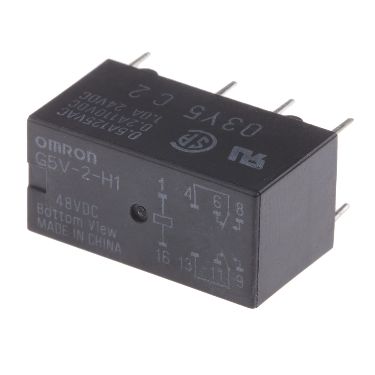 Omron PCB Mount Signal Relay, 48V dc Coil, 1A Switching Current, DPDT