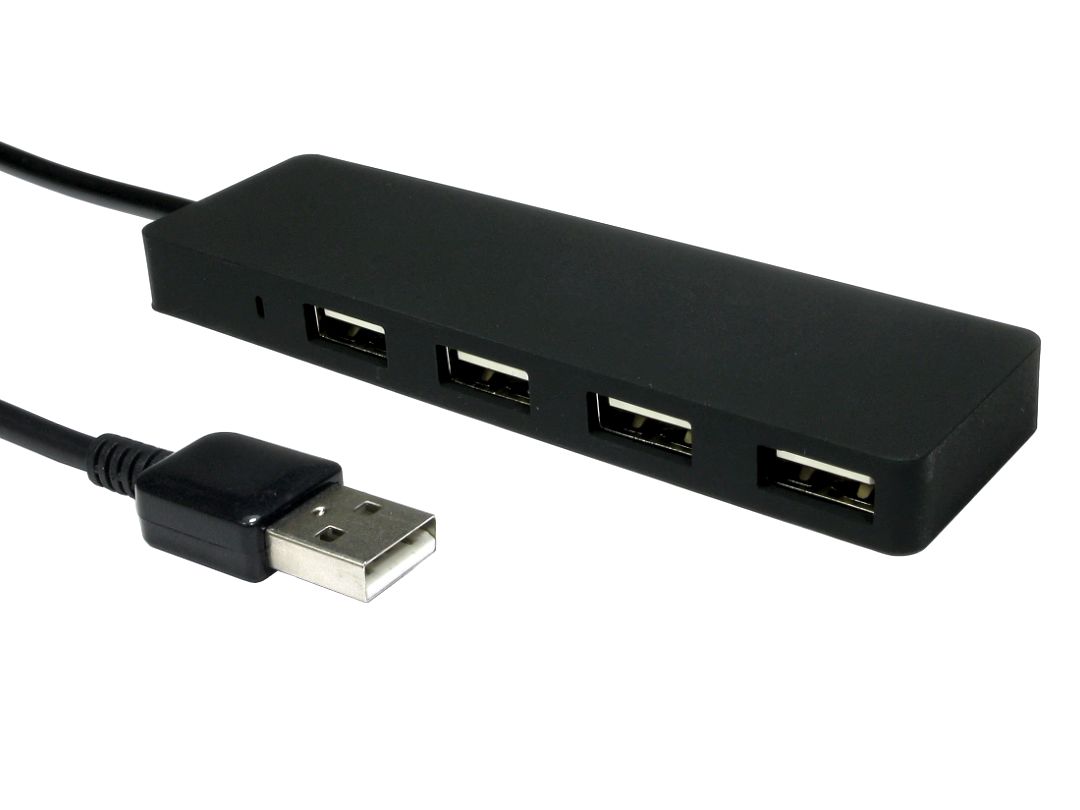 RS PRO 4 Port USB 2.0 USB A  Hub, USB Powered, 105 x 30 x 10mm