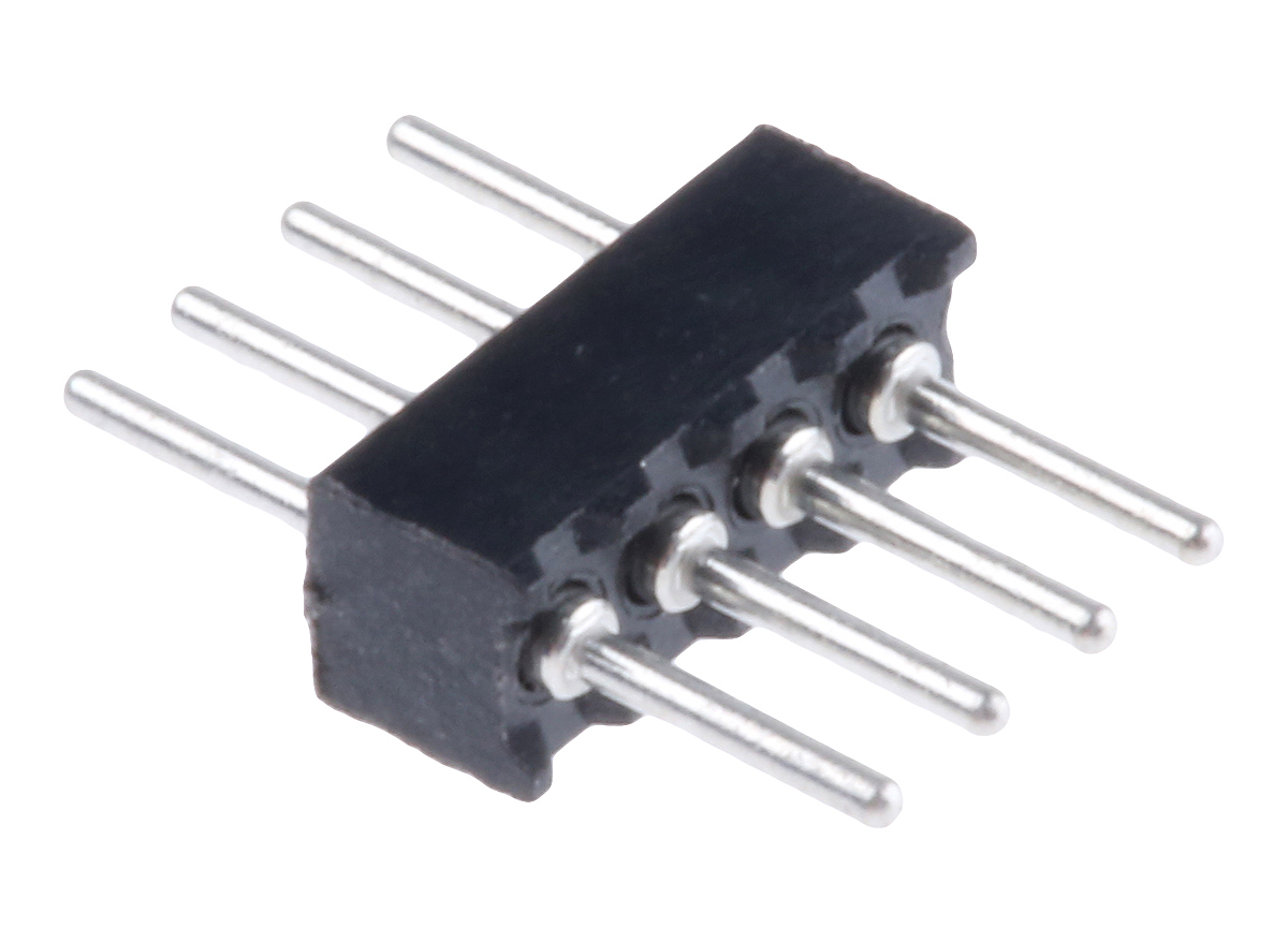 Preci-Dip 850 Series Straight Through Hole Pin Header, 4 Contact(s), 1.27 mm Pitch, 1 Row, Unshrouded