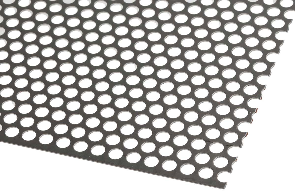 RS PRO Stainless Steel Perforated Metal Sheet 500mm x 500mm, 0.55mm Thick