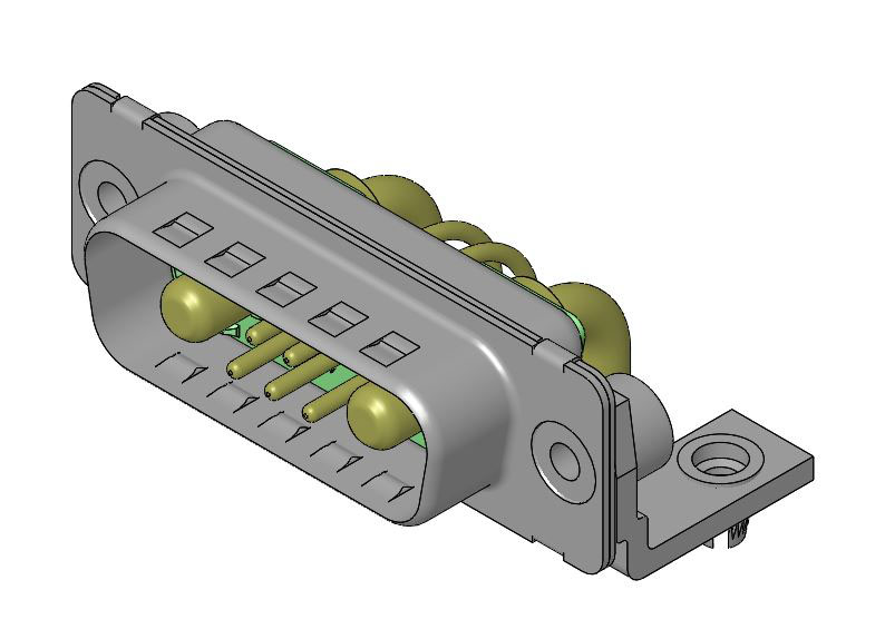 FCT from Molex 173107 7 Way Right Angle D-sub Connector Socket, 2.54mm Pitch, with 4-40 Screw Locks