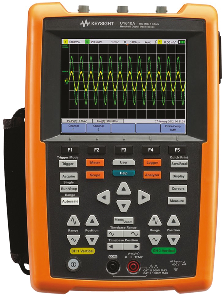 Keysight Technologies U1610A U1600 Series, 100MHz Handheld Oscilloscope, 2 Analogue Channels - UKAS Calibrated