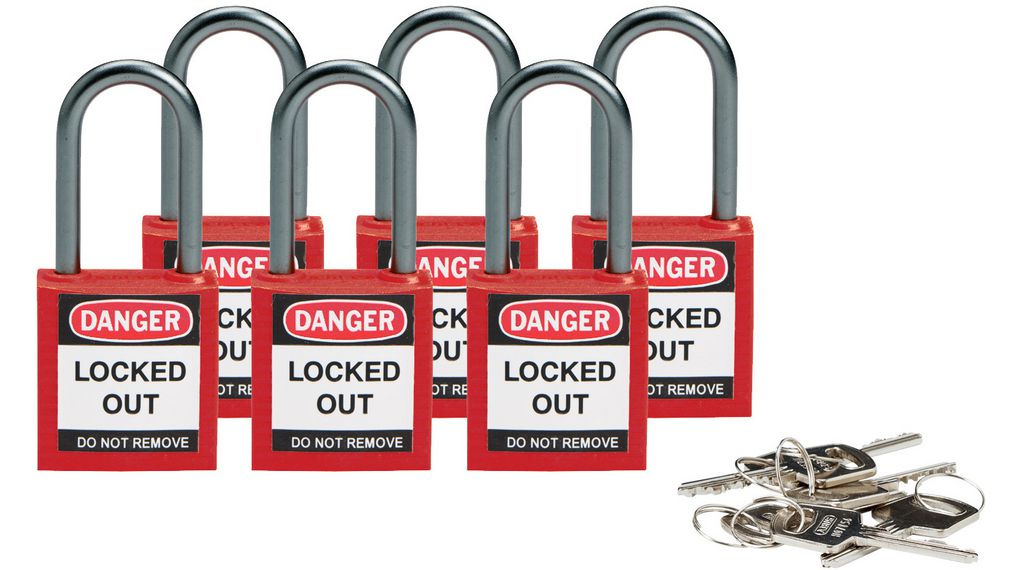 Brady LOTO-9 Padlock Aluminium, Nylon Padlock, 4.72mm Shackle, 32.00mm Body