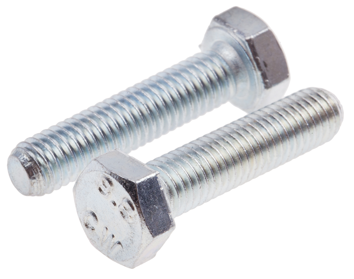 RS PRO Bright Zinc Plated Steel, Hex Bolt, M8 x 35mm