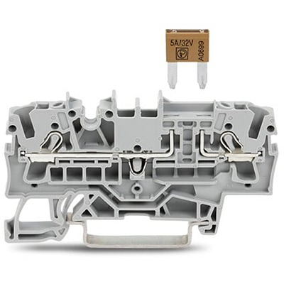 WAGO 2002-1681 TOPJOB S Series Grey, 2.5mm², 1-Level, Push In Termination, Fused, CSA