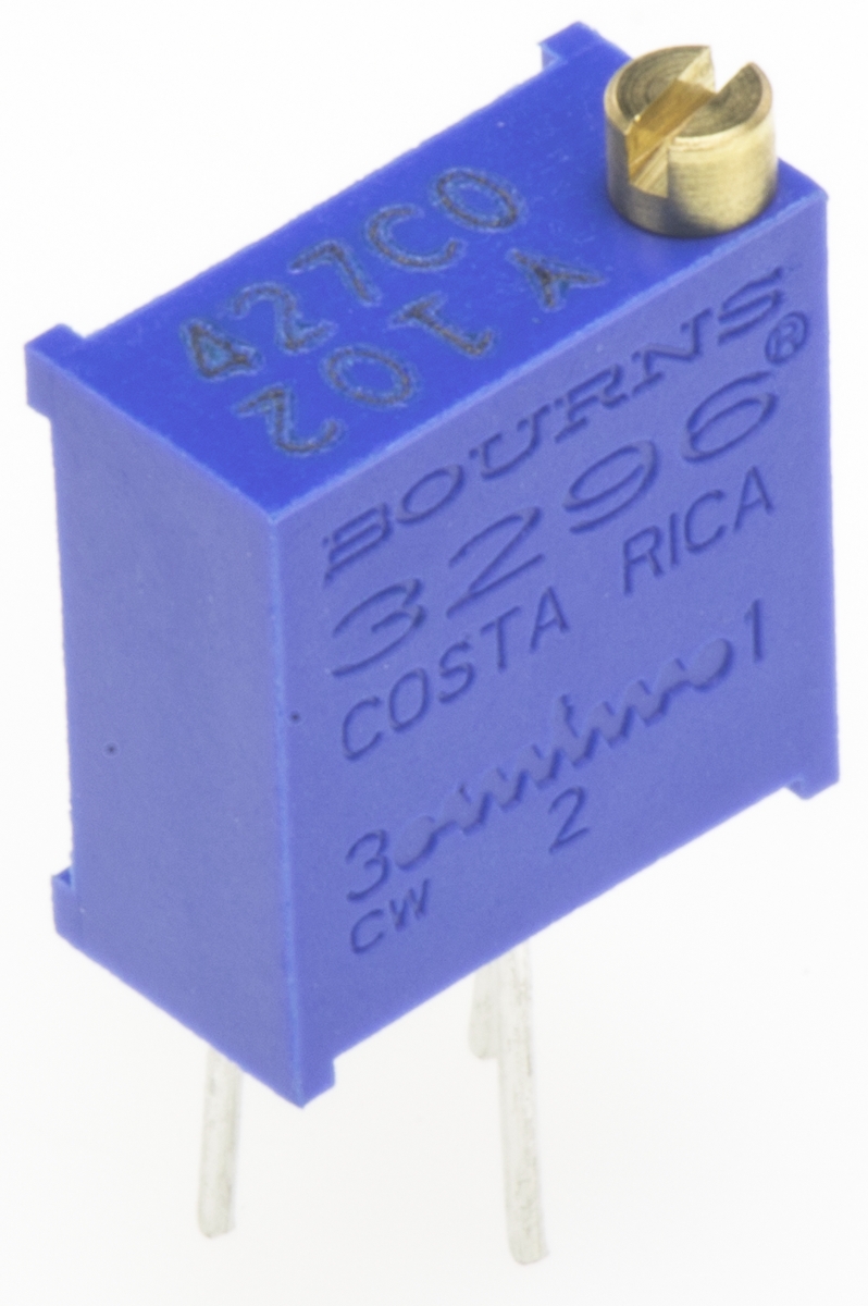 1kΩ, Through Hole Trimmer Potentiometer 0.5W Top Adjust Bourns, 3296