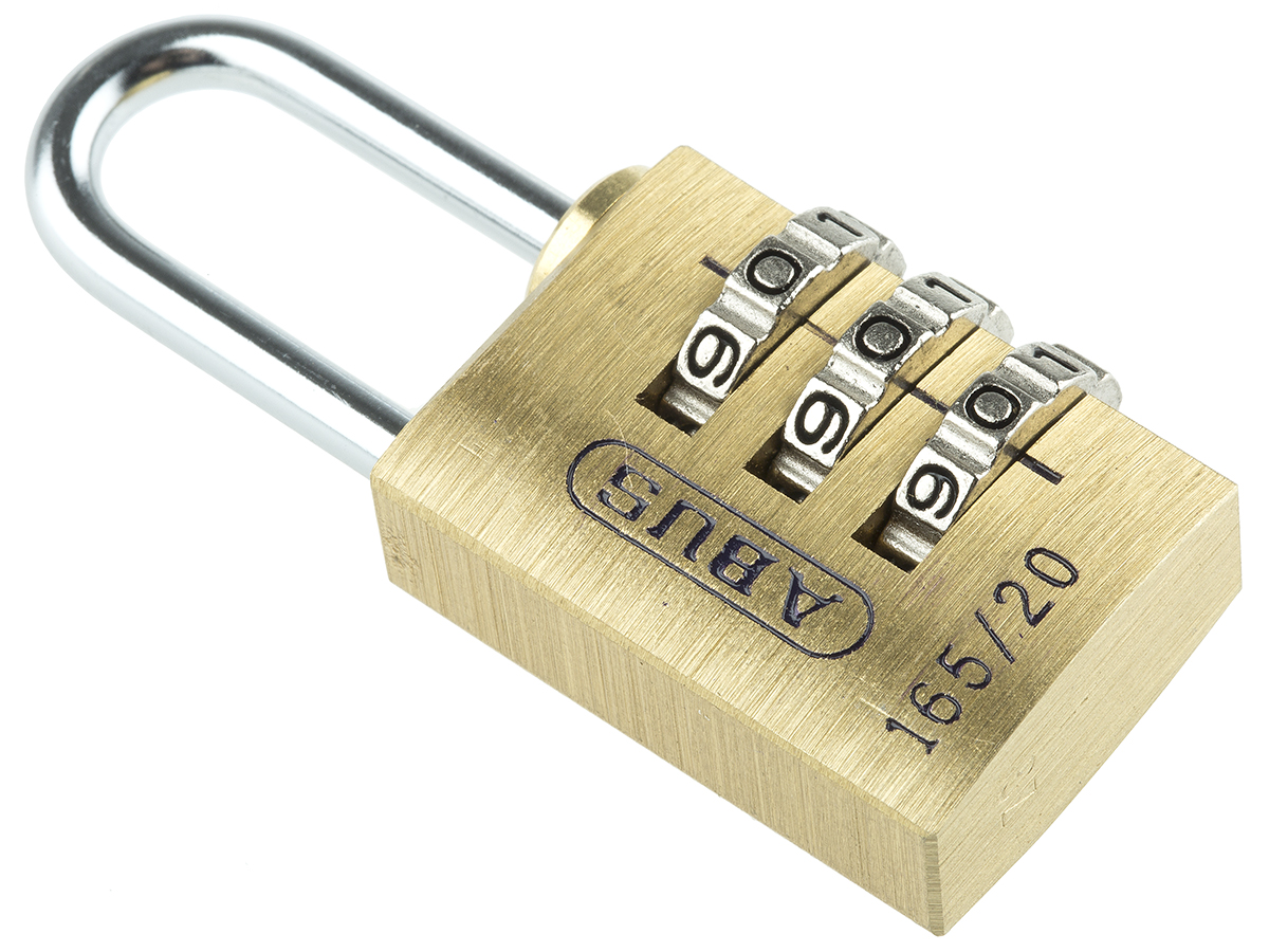 ABUS Combination Weatherproof Brass, Steel Combination Padlock, 3mm Shackle, 20mm Body