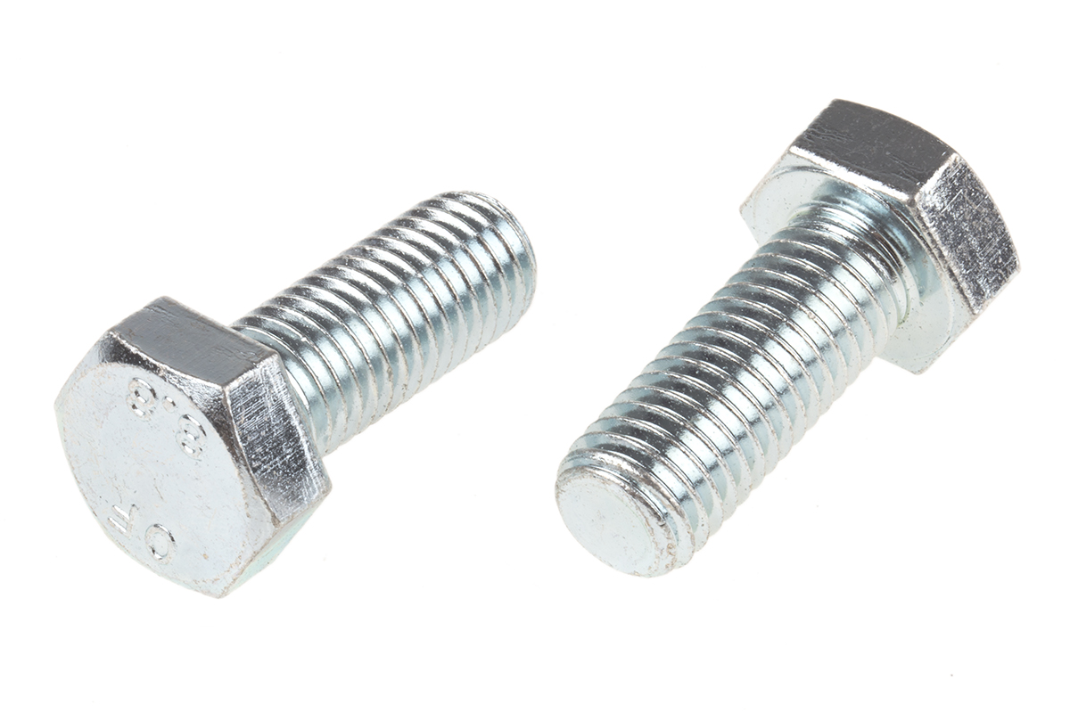 RS PRO Bright Zinc Plated Steel, Hex Bolt, M14 x 35mm