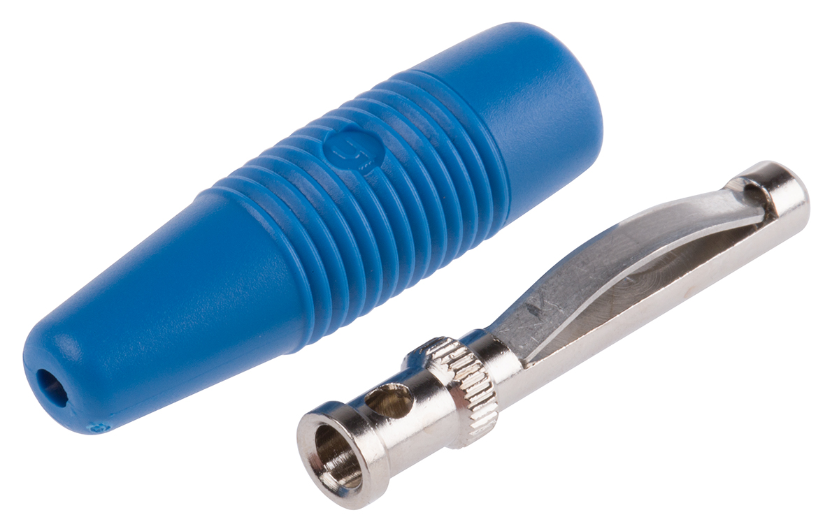Hirschmann Test & Measurement Blue Male Banana Plug - Solder, 30 V ac, 60 V dc