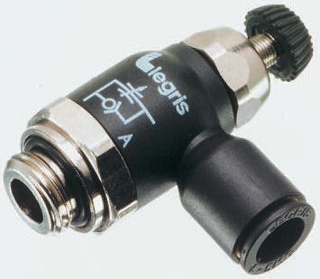 Legris 7060 Series Threaded Exhaust Regulator, G 3/8 Male Inlet Port x 10mm Tube Outlet Port