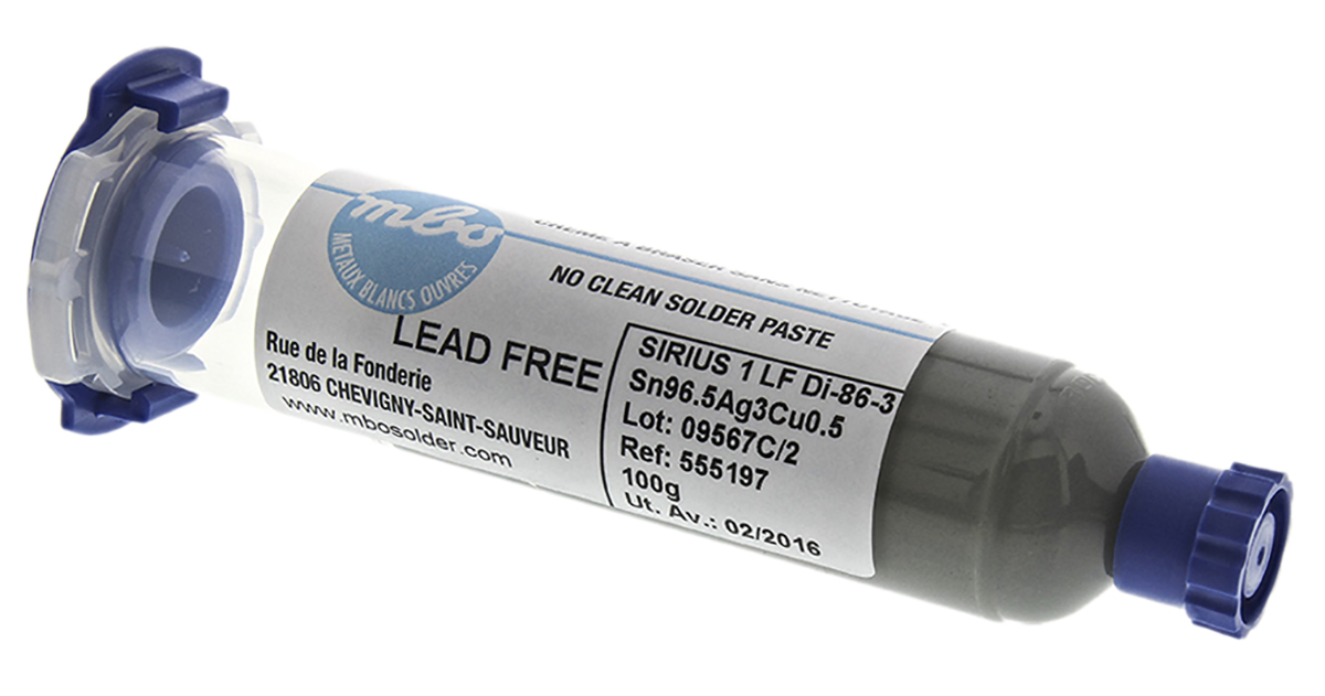 MBO SIRIUS 1 LF Solder Paste, 100g Syringes and Cartridges