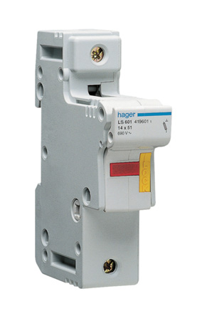 Hager 50A Rail Mount Fuse Holder for 14 x 51mm Fuse, 1P, 690V ac