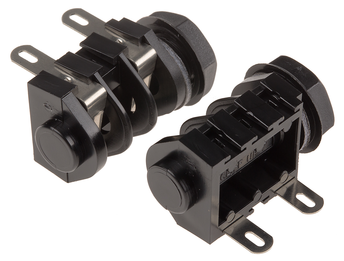 RS PRO Jack Connector 6.35 mm Panel Mount Mono Socket, 2Pole