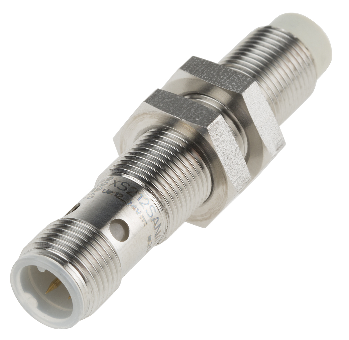 Telemecanique Sensors XS Series Inductive Barrel-Style Proximity Sensor, M12 x 1, 7 mm Detection, NPN Output, 12