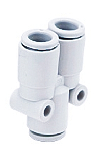 SMC KQ2 Series Y Tube-to-Tube Adaptor, Push In 1/4 in to Push In 1/4 in, Tube-to-Tube Connection Style