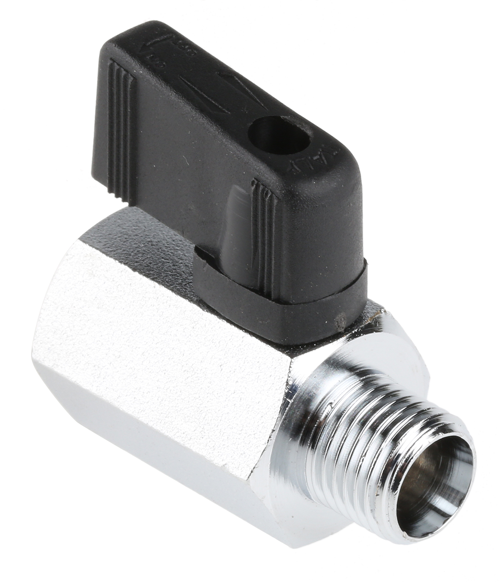 RS PRO Chrome Plated Brass Hydraulic Ball Valve G 1/4