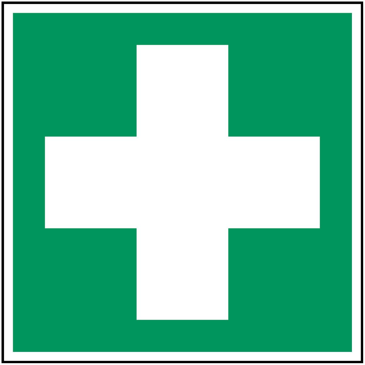 Brady Polyester Green, White First Aid Sign, H200 mm W200mm