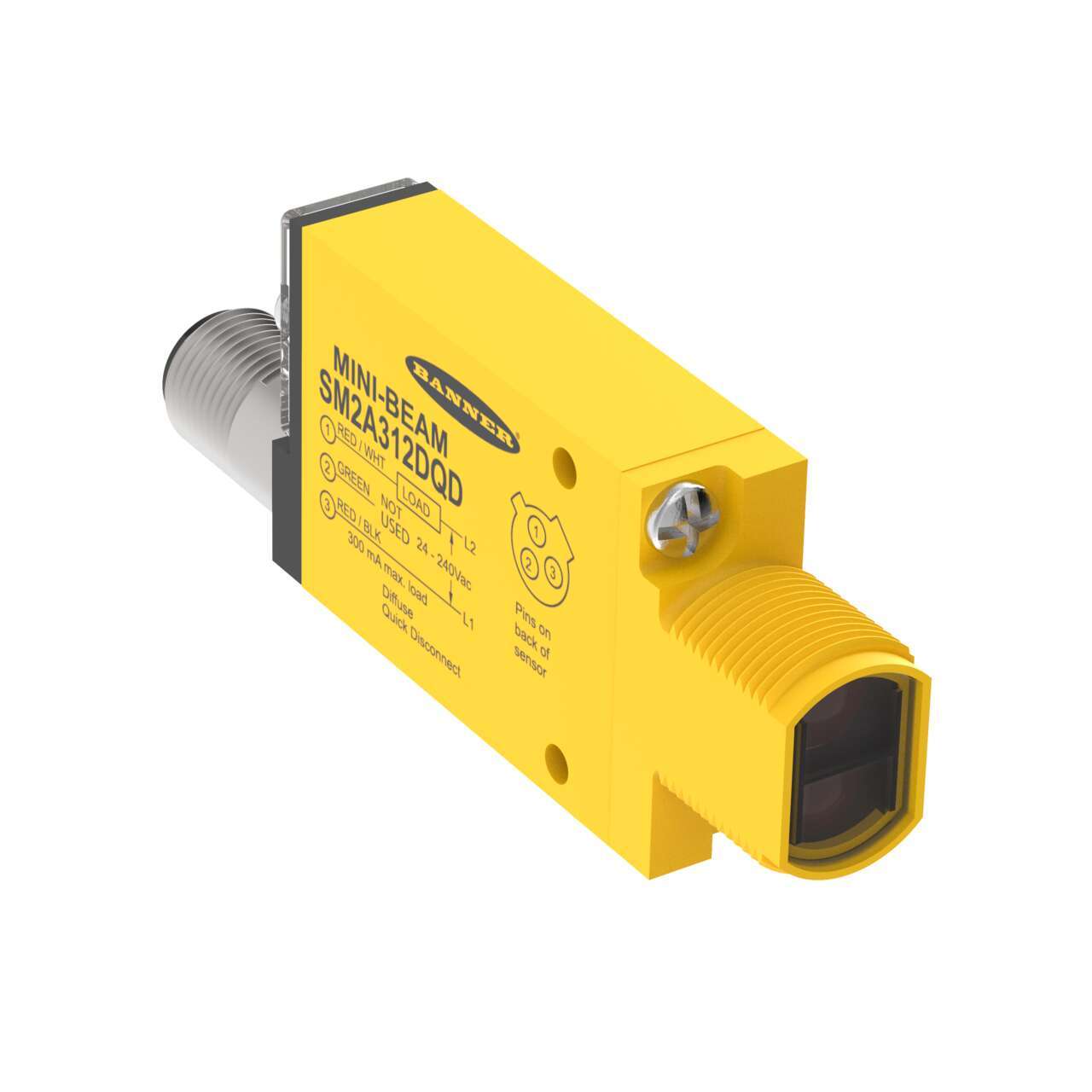 Banner diffuse Photoelectric Sensor, Rectangular Sensor, 380 mm Detection Range
