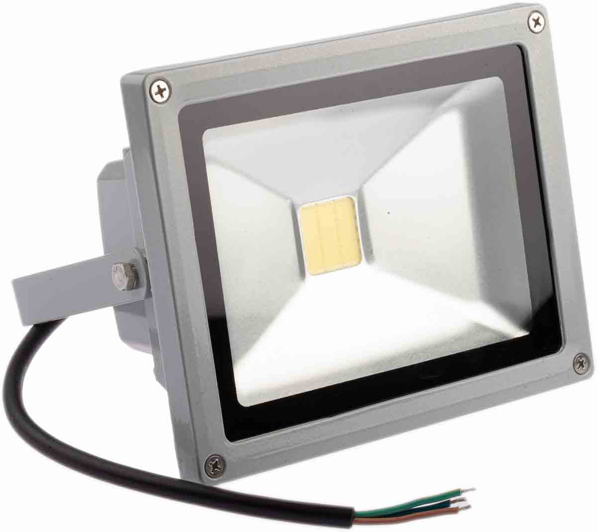 RS PRO Floodlight, 1 LED, 20 W, 1900 → 2100 lm, IP65, 85 → 265 V ac