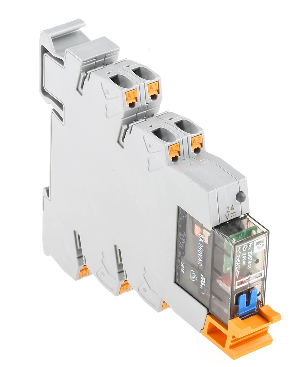 Phoenix Contact PLC-RPT- 24DC/21-21/MS Series Interface Relay, DIN Rail Mount, 24V dc Coil, DPDT, 2-Pole