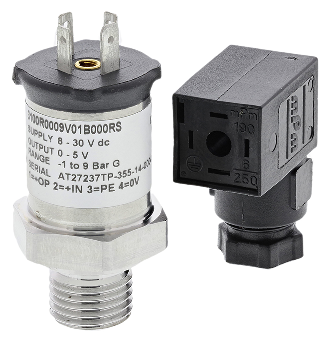 Gems Sensors Pressure Sensor, -1bar Min, 9bar Max, Voltage Output, Relative Reading