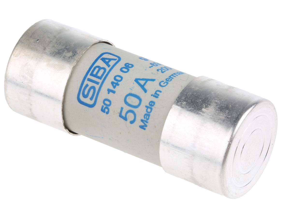 SIBA 50A Ceramic Cartridge Fuse, 22 x 58mm
