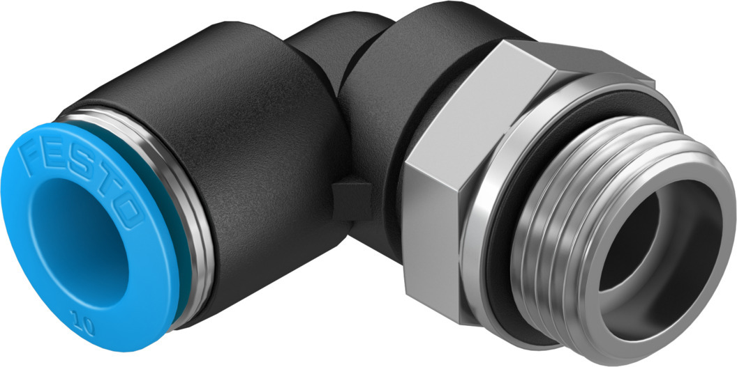 Festo QSL Series Elbow Threaded Adaptor, G 3/8 Male to Push In 10 mm, Threaded-to-Tube Connection Style, 132056