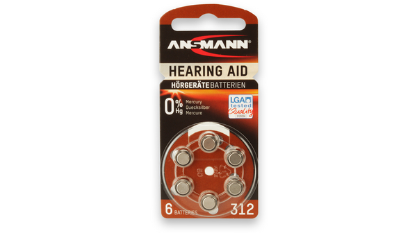 Ansmann A312 Button Batteries, 1.45V, 7.9mm Diameter