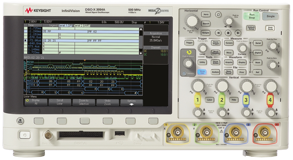 Keysight Technologies DSOX3054A InfiniiVision 3000A X Series, 500MHz Bench Oscilloscope, 4 Analogue Channels - UKAS