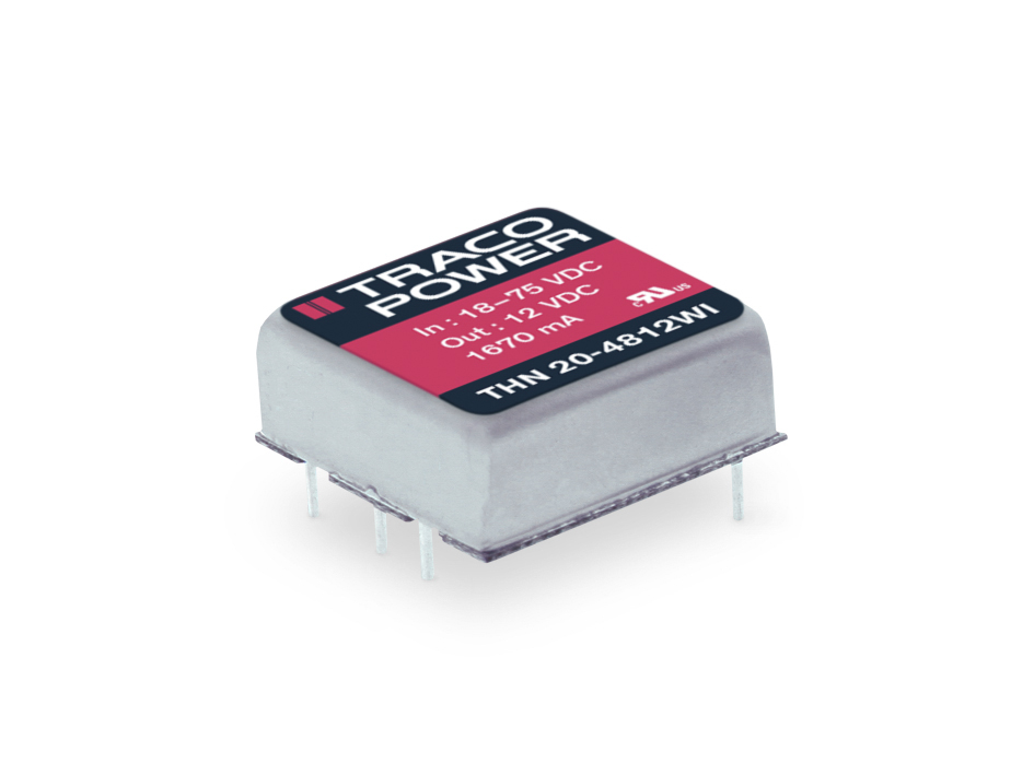 TRACOPOWER THN 20WI DC-DC Converter, 24V dc/ 833mA Output, 9 → 36 V dc Input, 20W, Through Hole, +75°C Max Temp