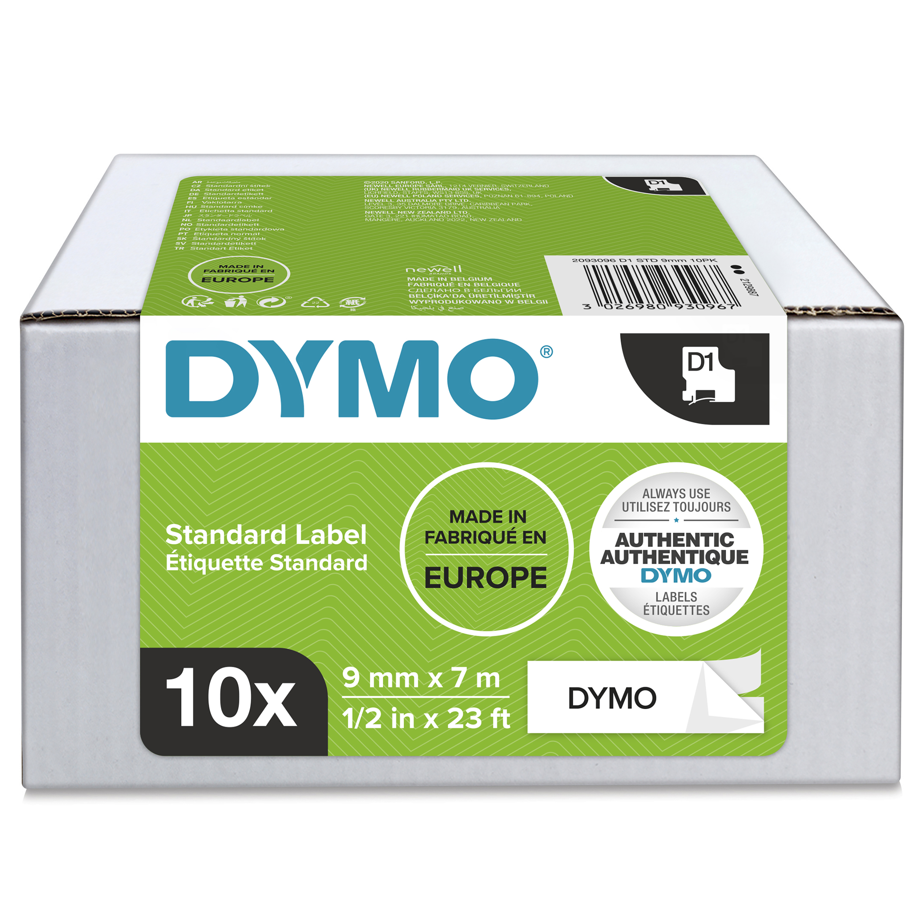 Dymo Black on White Label Printer Tape, 7.62mm Label Length, 12mm Label Width