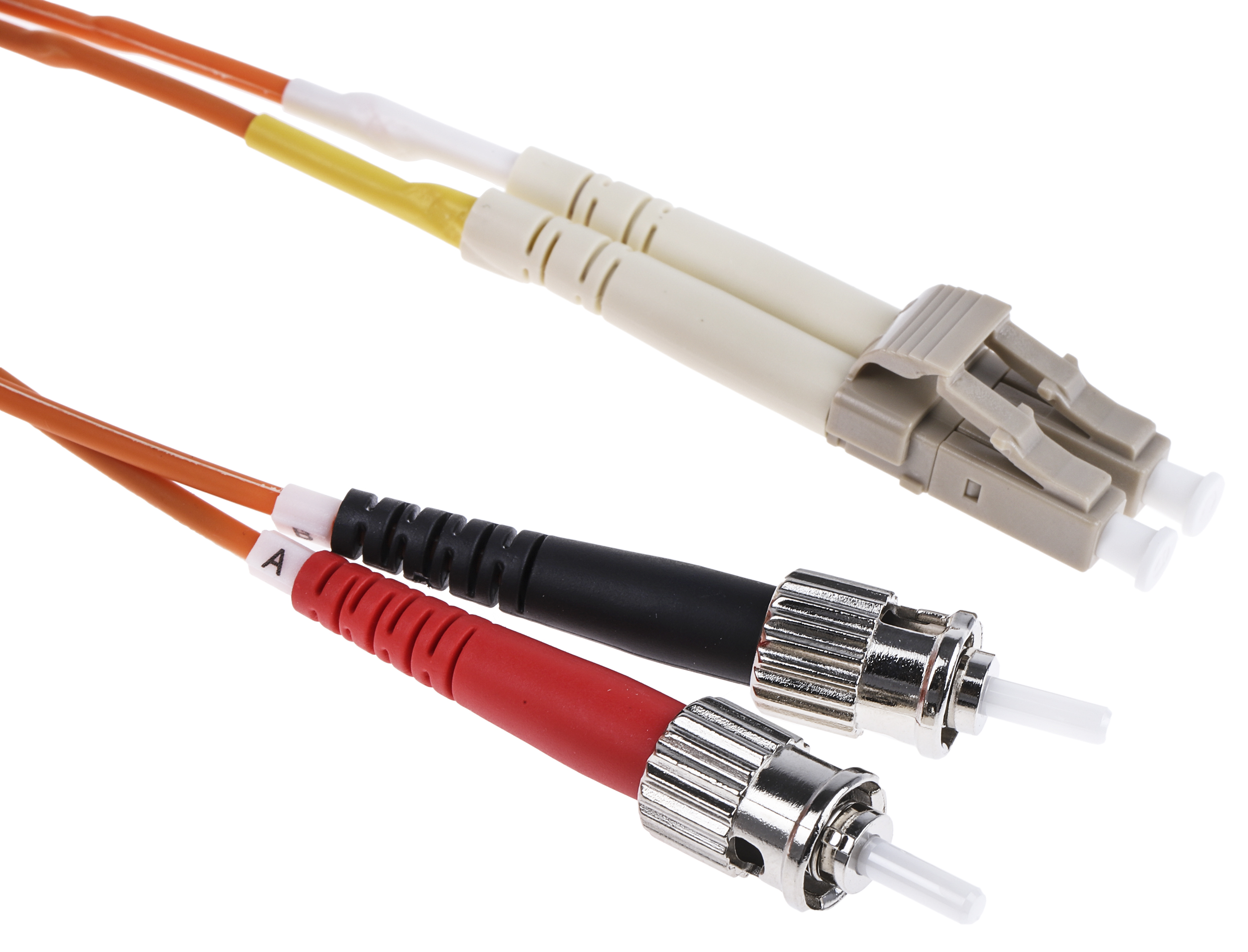 RS PRO LC to ST Duplex Multi Mode OM1 Fibre Optic Cable, 62.5/125μm, Orange, 1m