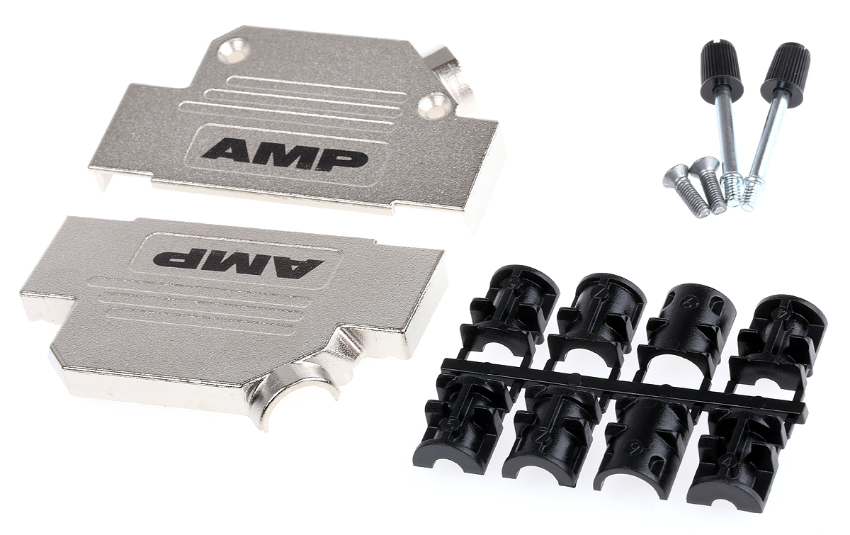 TE Connectivity ADK Series Zinc Angled D Sub Backshell, 37 Way, Strain Relief