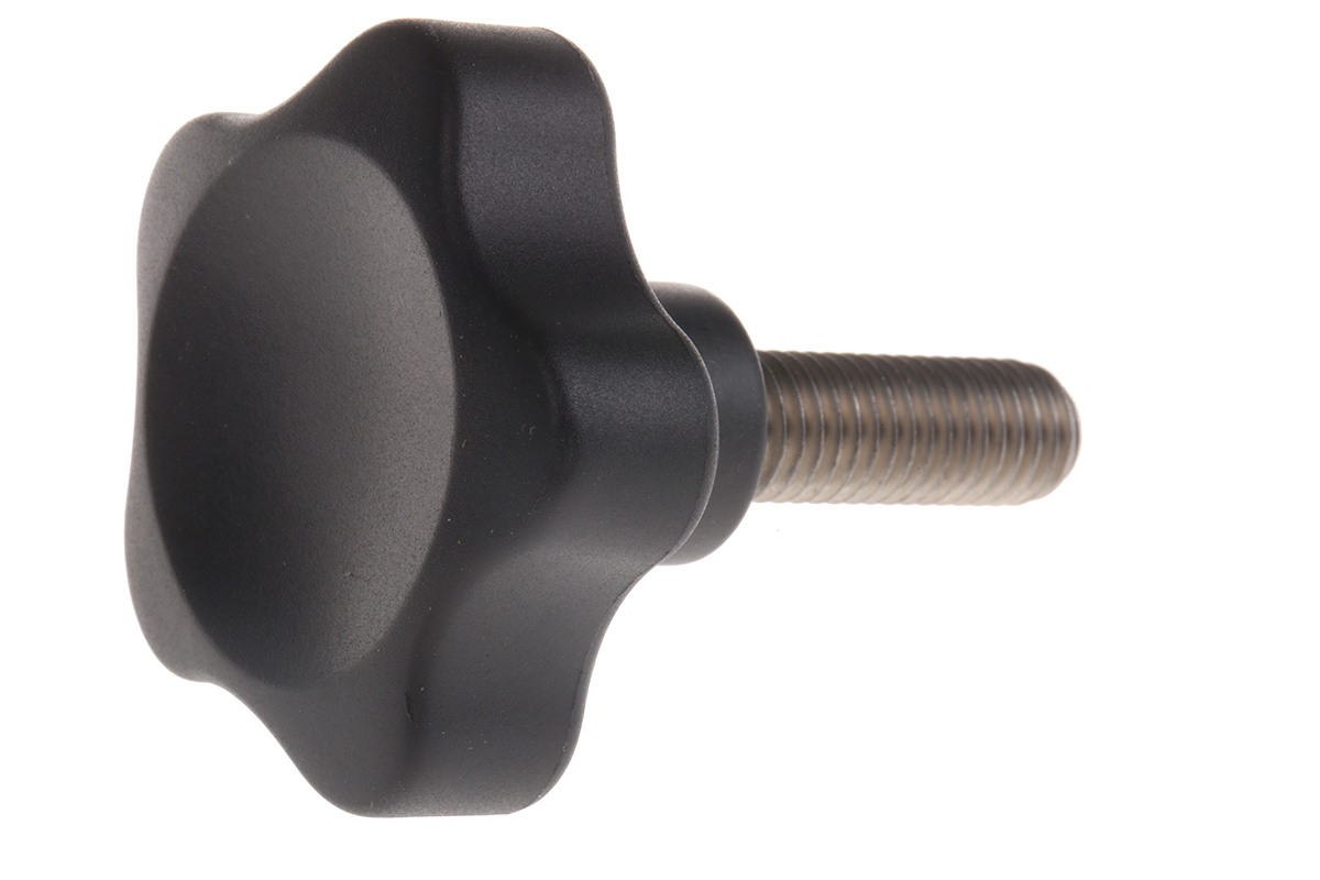 Elesa 166493 Black Multiple Lobes Clamping Knob, M10, Threaded Stud