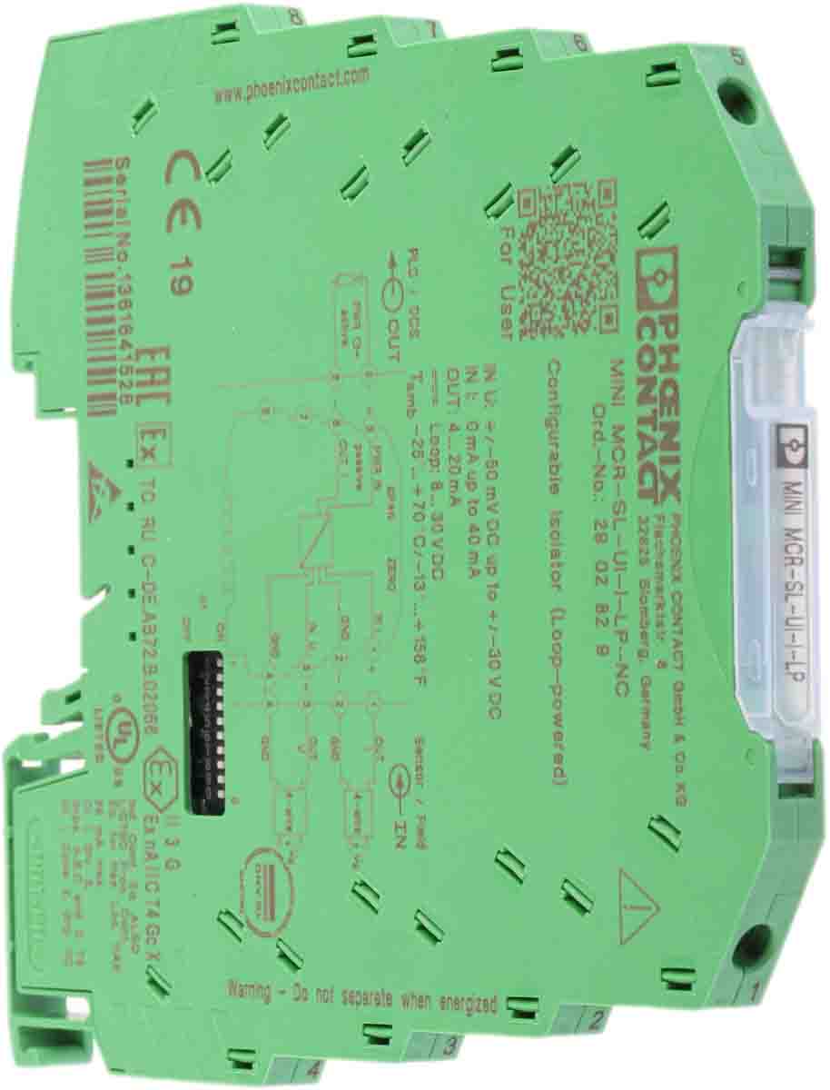 Phoenix Contact MINI MCR Series Signal Conditioner, Current, Voltage Input, Current Output, 8 → 30V dc Supply,