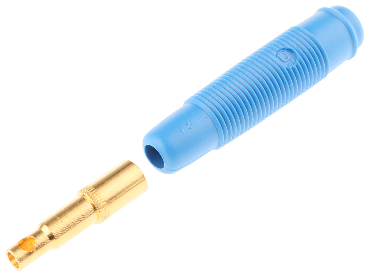 Hirschmann Test & Measurement Blue Female Banana Socket, 4 mm Connector, Solder Termination, 16A, 30 V ac, 60V dc, Gold