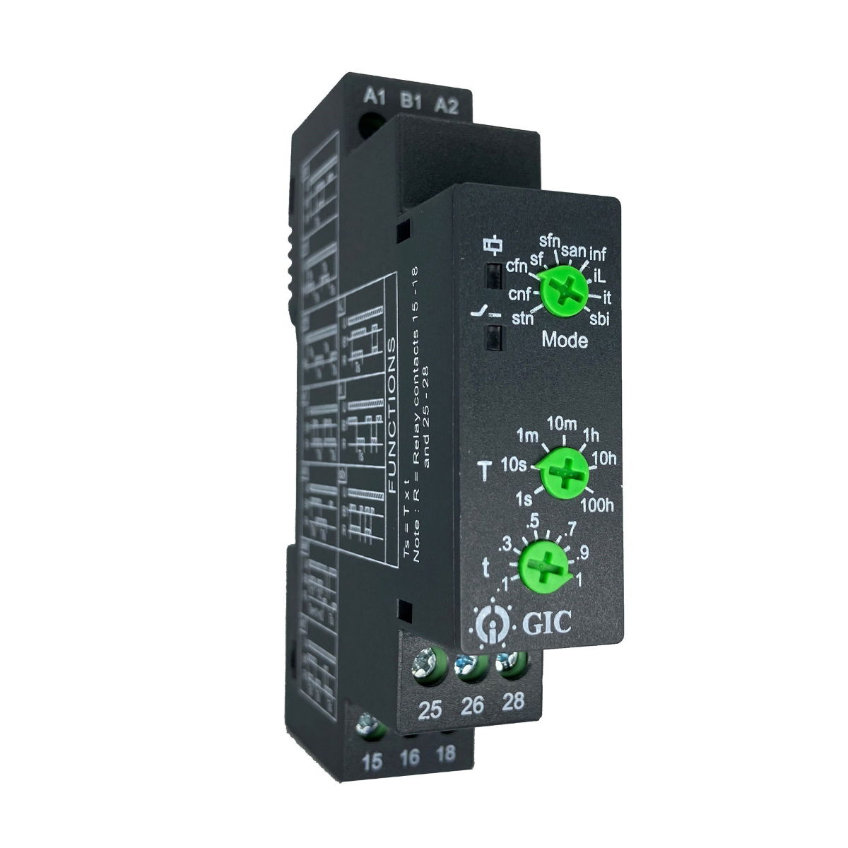 GIC Micon 175 Series Series DIN Rail Mount Timer Relay, 12 → 240V ac/dc, DPDT