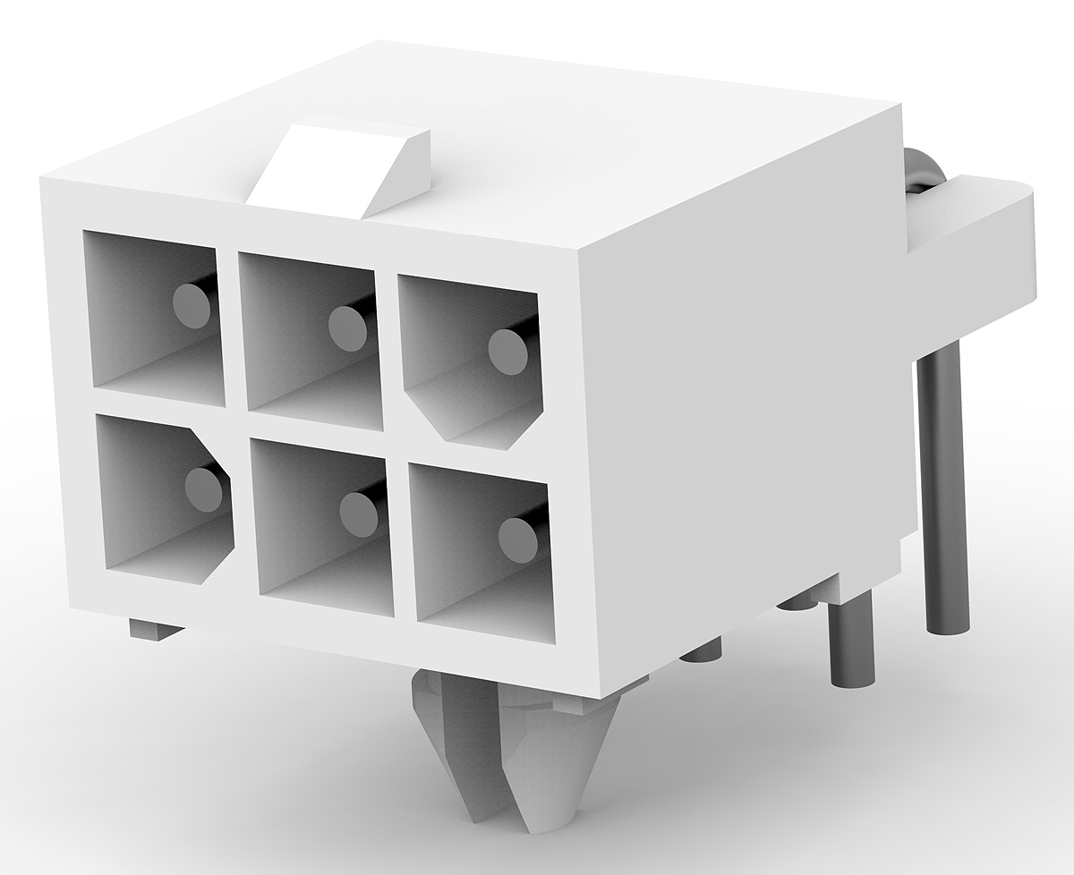 TE Connectivity Mini-Universal MATE-N-LOK Series Right Angle Through Hole PCB Header, 6 Contact(s), 4.14 mm Pitch, 2