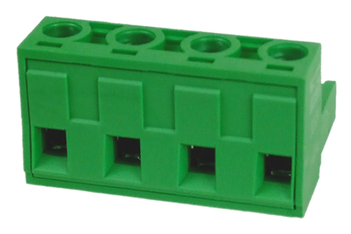 RS PRO, 7.62mm Pitch, 4 Way, Pluggable Terminal Block, Plug, Through Hole, Screw Termination